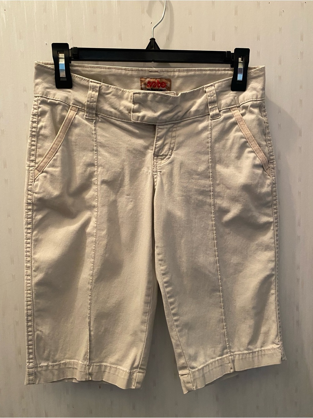 NOBO khaki Knee-Length Bermuda Shorts with Front Seams